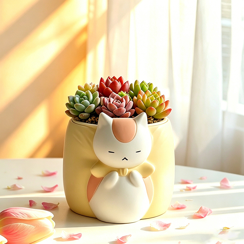 Śpiący Pulchny Kot Żywiczny Do – Snake Plant Ceramic recenzja i cena